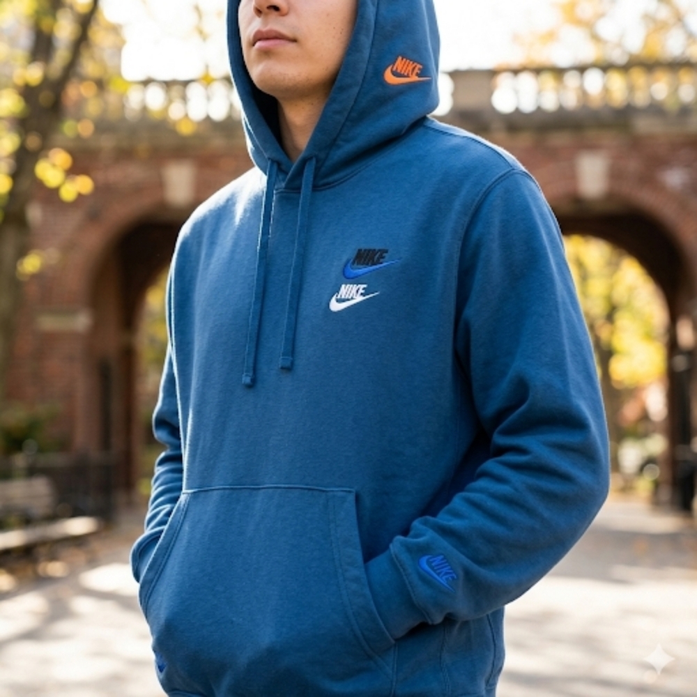 Pre-owned Y2K Streetwear Nike Men’s Blue Hoodie | Size XS